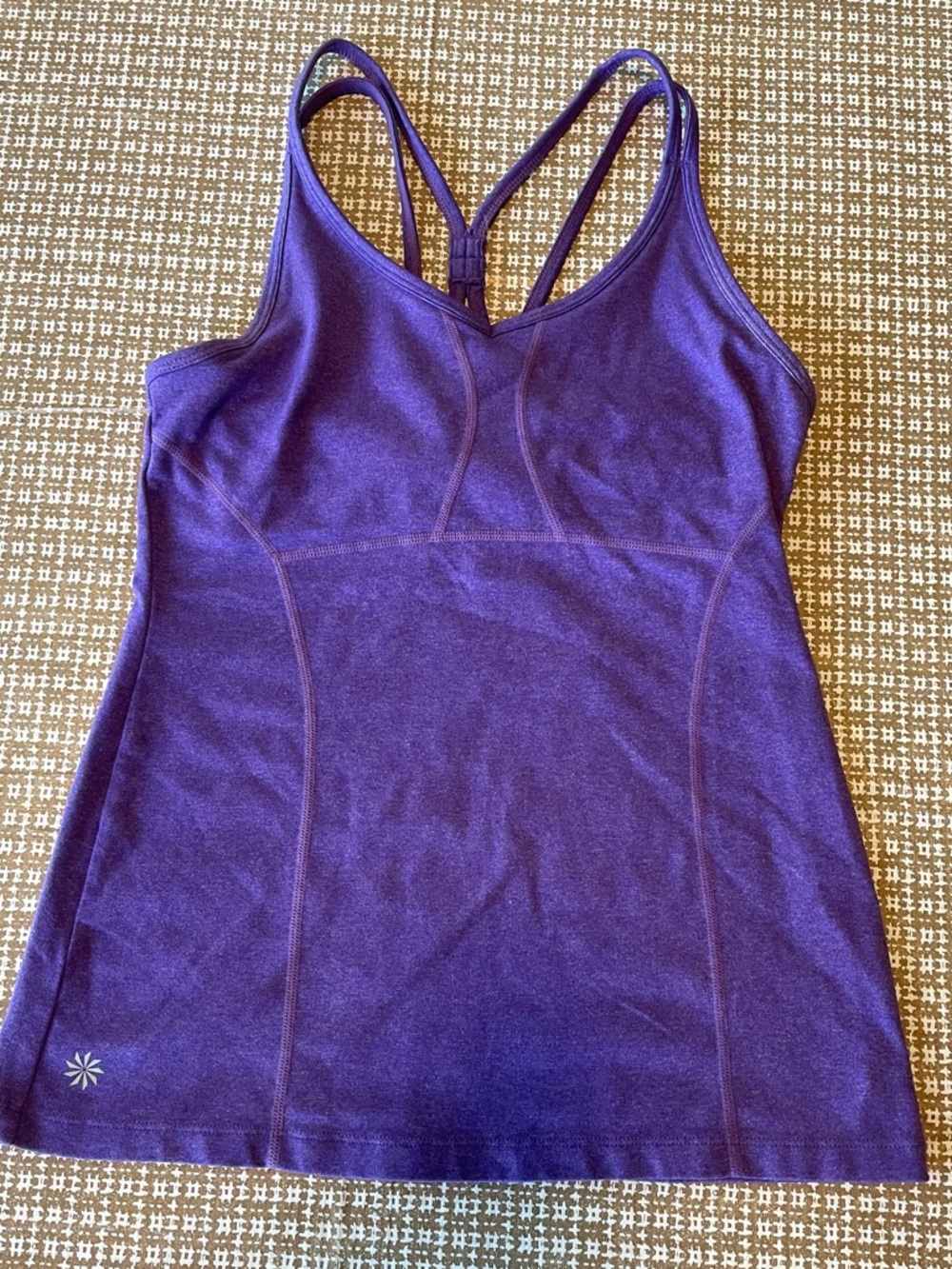 Athleta Empowerment Tank  Built In Shelf Bra Strappy Racerback Purple  Small EUC